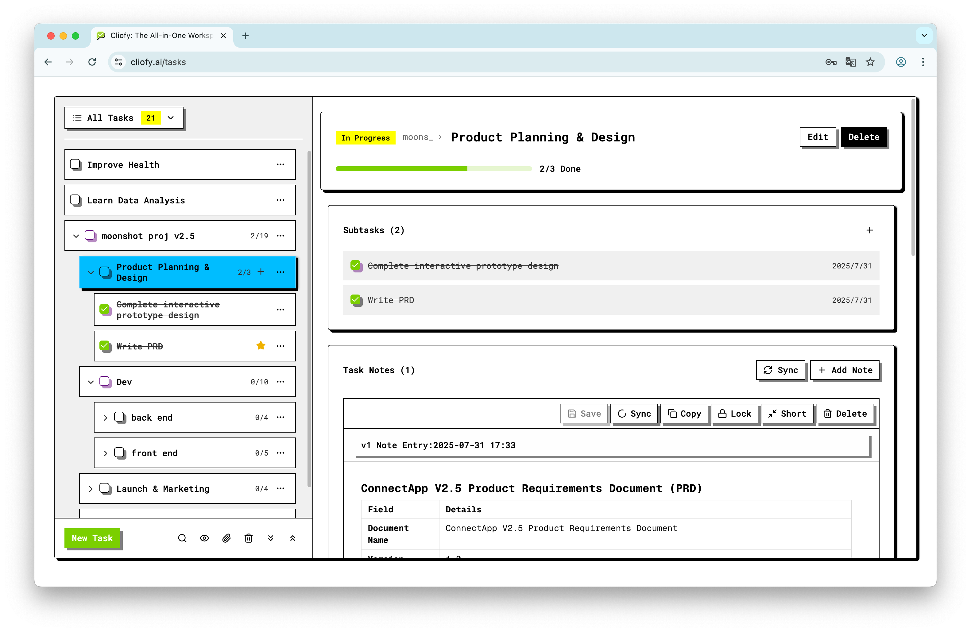 Cliofy Demo Screenshot